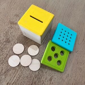 Lovevery 3-in-1 Hand-Eye Coordination Wooden Coin
Box, Learning Toy for 13-15 M